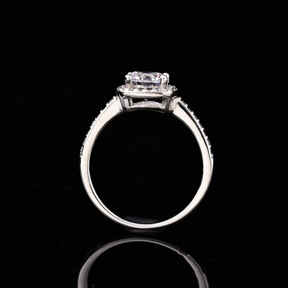 925 Sterling Silver Ring Moissanite Engagement Sparkling Silver Promise Ring - Picture 6 of 8